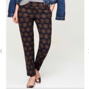 LOFT - Marisa Navy Blue Brocade Ankle Trouser